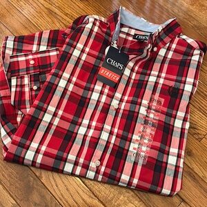Chaps Red Plaid Stretch Shirt Youth XL